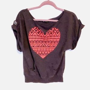 Miss Chievous Cute Gray heart sweatshirt.